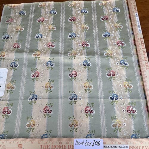 IMG_9038 10 Berkbox106 24" x 25" Square Scalamandre Tassinari & Chatel Rhea Green Floral Historic Stripe