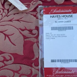IMG_9043 11 Berkbox106 17" x 18" Square Scalamandre Hayes House Red Damask Large Silk Cotton Renaissance Artichoke MSRP USD300+/y