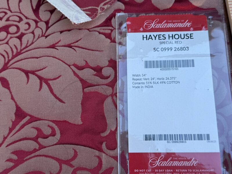 IMG_9043 11 Berkbox106 17" x 18" Square Scalamandre Hayes House Red Damask Large Silk Cotton Renaissance Artichoke MSRP USD300+/y