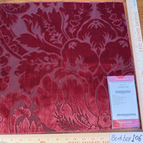 IMG_9145 38 Berkbox106 17" x 17" Square Scalamandre Stan Hwet Silk Velvet Damask Special Red Velvet