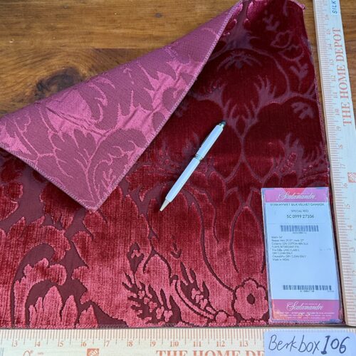 IMG_9150 39 Berkbox106 17" x 17" Square Scalamandre Stan Hwet Silk Velvet Damask Special Red Velvet