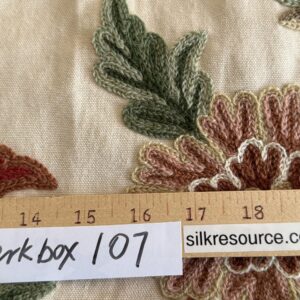1 Berkbox107 2yards x 47"w Scalamandre Old World Weavers Devin Crewel Pastel Floral Botanical Wool Embroidery on Cotton Beige MSRP USD456/y