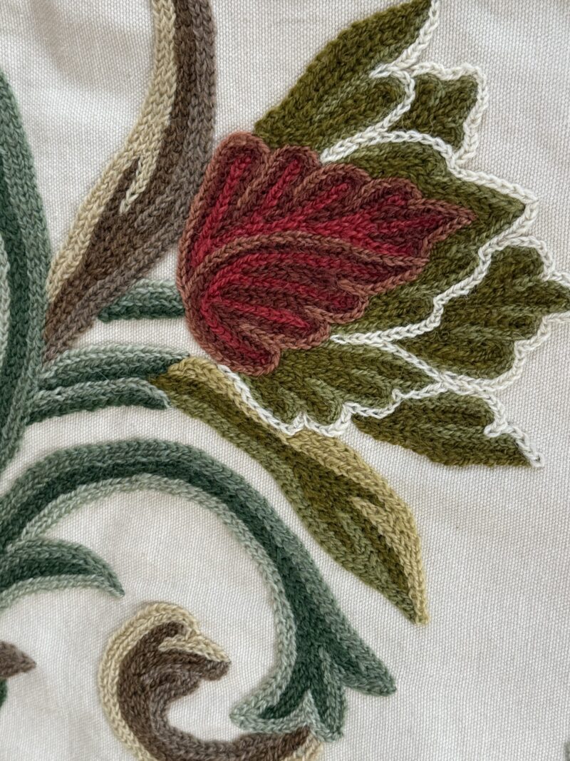 1 Berkbox107 2yards x 47"w Scalamandre Old World Weavers Devin Crewel Pastel Floral Botanical Wool Embroidery on Cotton Beige MSRP USD456/y