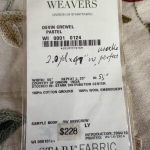 1 Berkbox107 2yards x 47"w Scalamandre Old World Weavers Devin Crewel Pastel Floral Botanical Wool Embroidery on Cotton Beige MSRP USD456/y