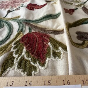 1 Berkbox107 2yards x 47"w Scalamandre Old World Weavers Devin Crewel Pastel Floral Botanical Wool Embroidery on Cotton Beige MSRP USD456/y