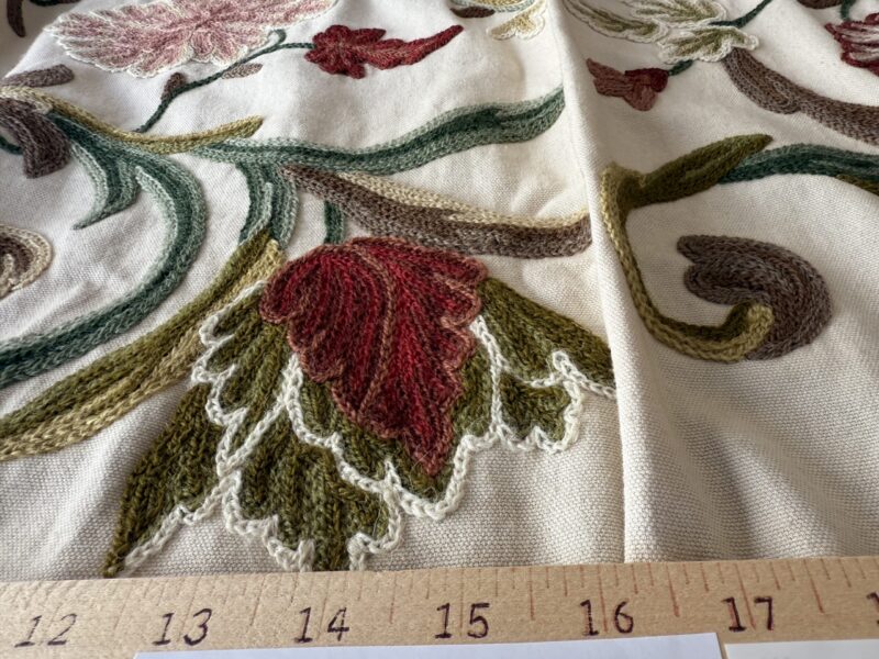 1 Berkbox107 2yards x 47"w Scalamandre Old World Weavers Devin Crewel Pastel Floral Botanical Wool Embroidery on Cotton Beige MSRP USD456/y