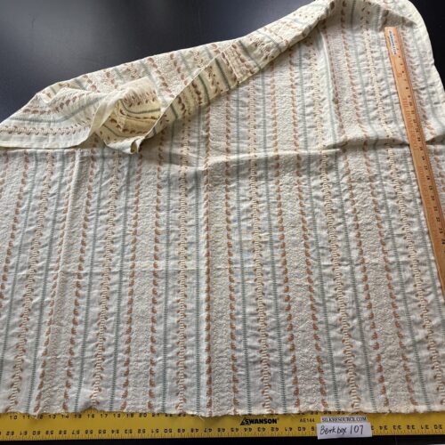 IMG_9374 10 Berkbox107 1.25yards Scalamandre Senwick Stripe Caramel & Aqua Linen Embroidery MSRP USD 398/Y