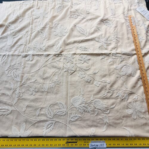 17 Berkbox107 2.4y Scalamandre Old World Weavers Admar Cream Cotton Embroidery Floral