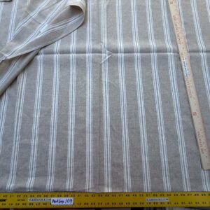 IMG_9939 6 Berkbox109 Scalamandre Alhambra Negret Linen Beige White Cotton Stripe  2.4yd x54" wide