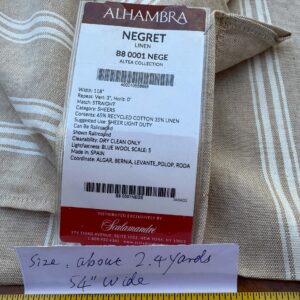 IMG_9940 6 Berkbox109 Scalamandre Alhambra Negret Linen Beige White Cotton Stripe  2.4yd x54" wide