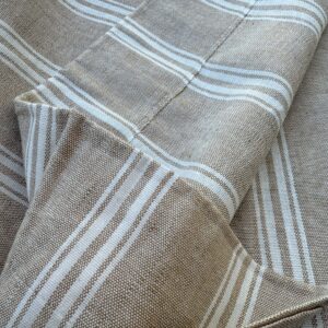 IMG_9941 6 Berkbox109 Scalamandre Alhambra Negret Linen Beige White Cotton Stripe  2.4yd x54" wide