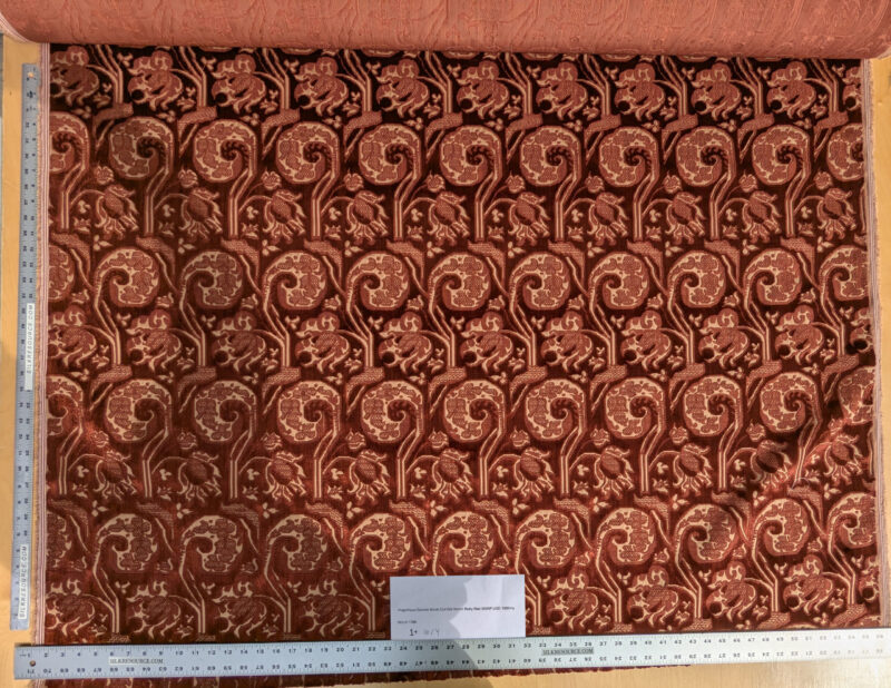 PXL_20250218_200623797 Magnifique Jardin Garden Scroll Cut Silk Velvet Ruby Red MSRP USD 1000+