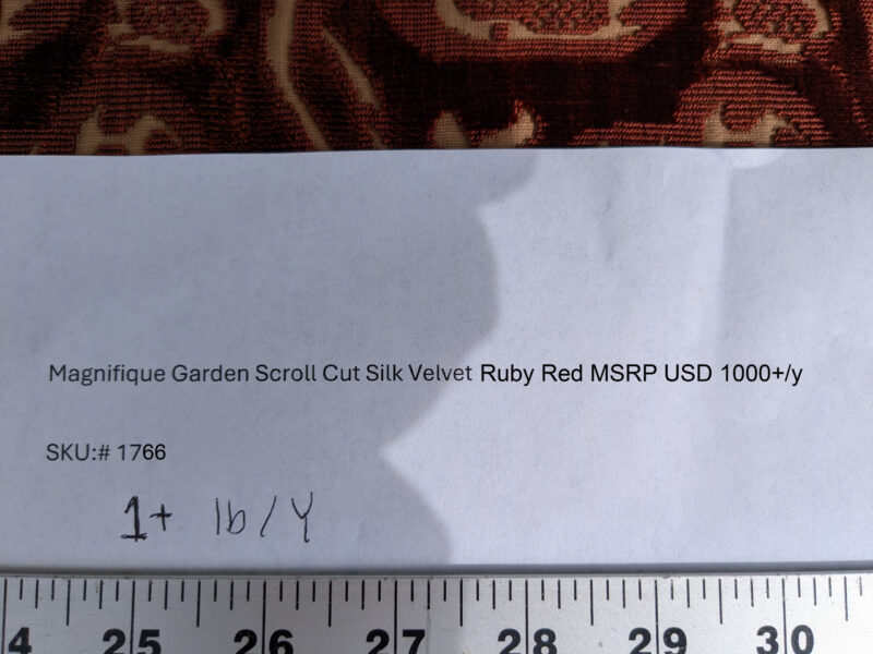 PXL_20250218_200642651 Magnifique Jardin Garden Scroll Cut Silk Velvet Ruby Red MSRP USD 1000+