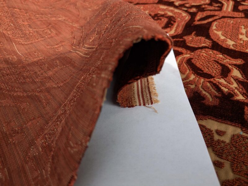 PXL_20250218_200713194 Magnifique Jardin Garden Scroll Cut Silk Velvet Ruby Red MSRP USD 1000+