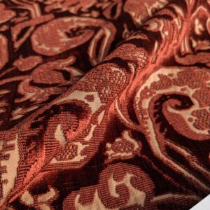 PXL_20250218_200726604 Magnifique Jardin Garden Scroll Cut Silk Velvet Ruby Red MSRP USD 1000+