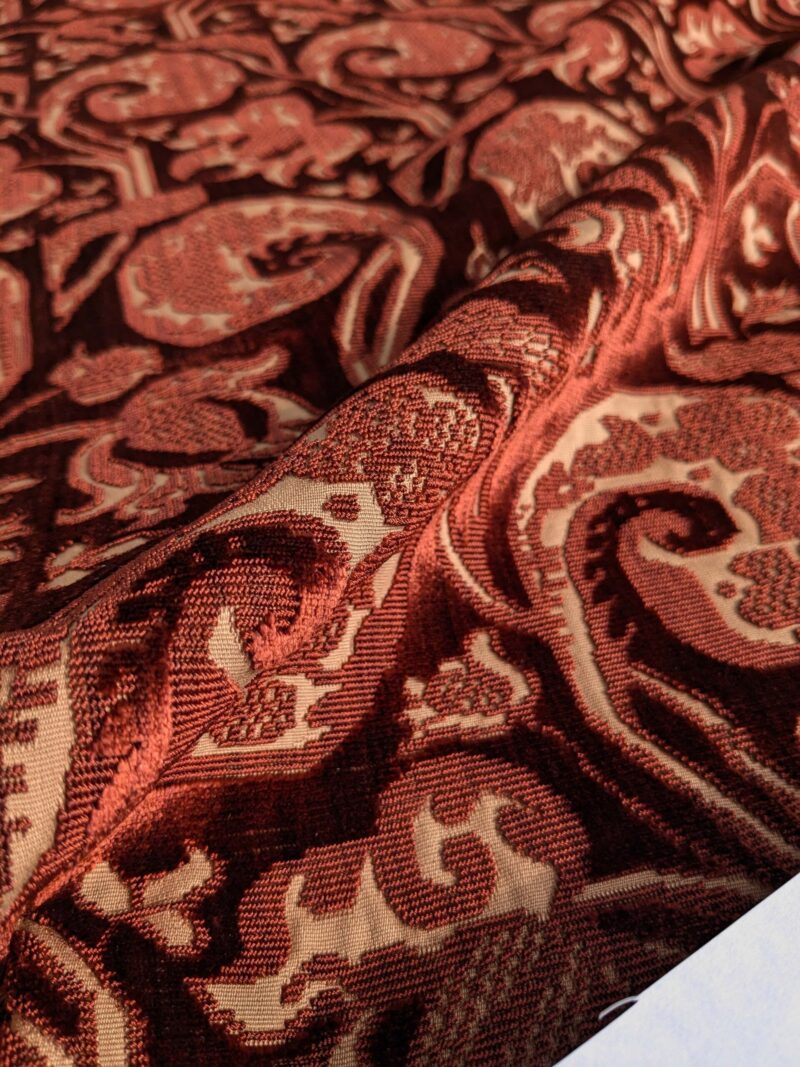 PXL_20250218_200726604 Magnifique Jardin Garden Scroll Cut Silk Velvet Ruby Red MSRP USD 1000+