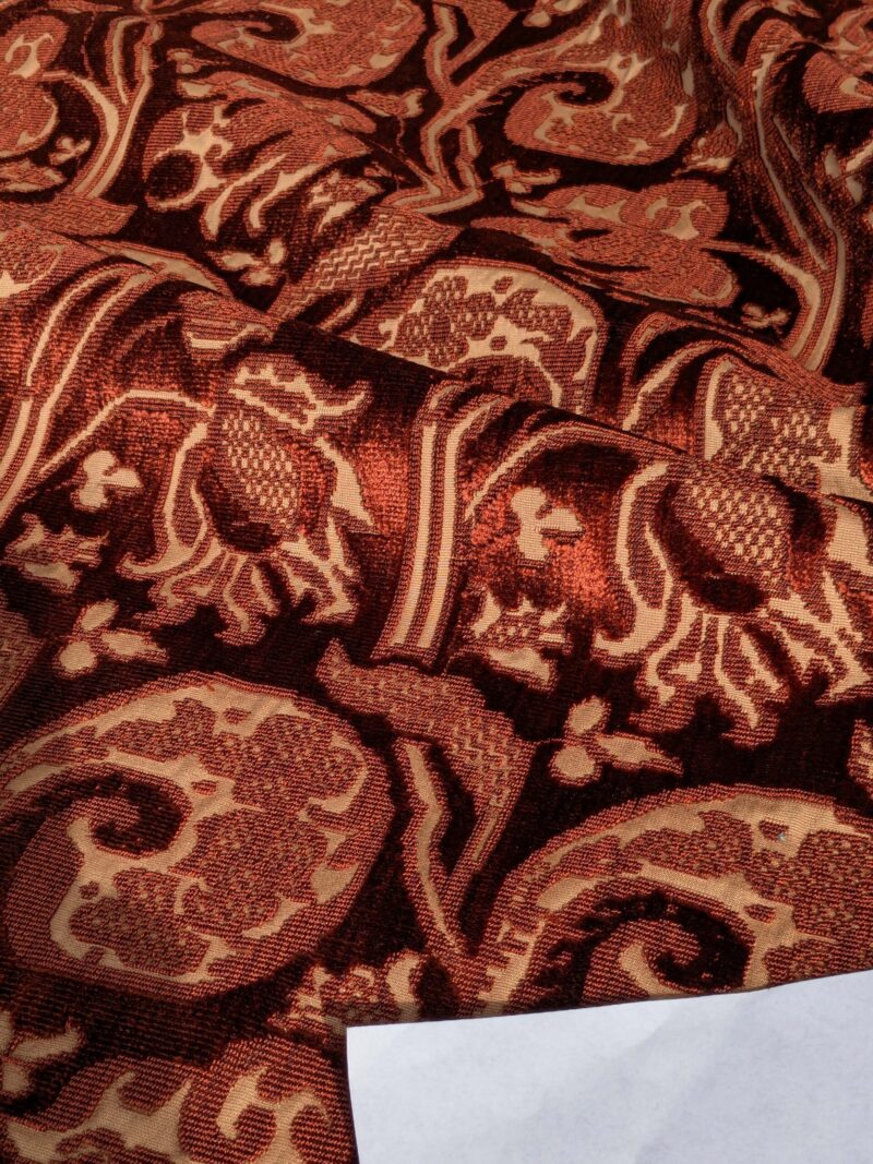 PXL_20250218_201141905 Magnifique Jardin Garden Scroll Cut Silk Velvet Ruby Red MSRP USD 1000+