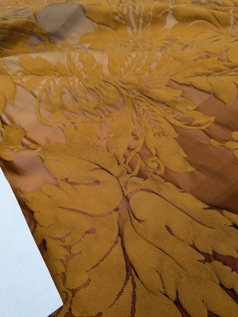 PXL_20250225_212052643 1 EV51 1.1y X 51"W Length  Scalamandre Lelievre Carrousel Cuir Brown Damask Jacquard MSRP USD 892/y