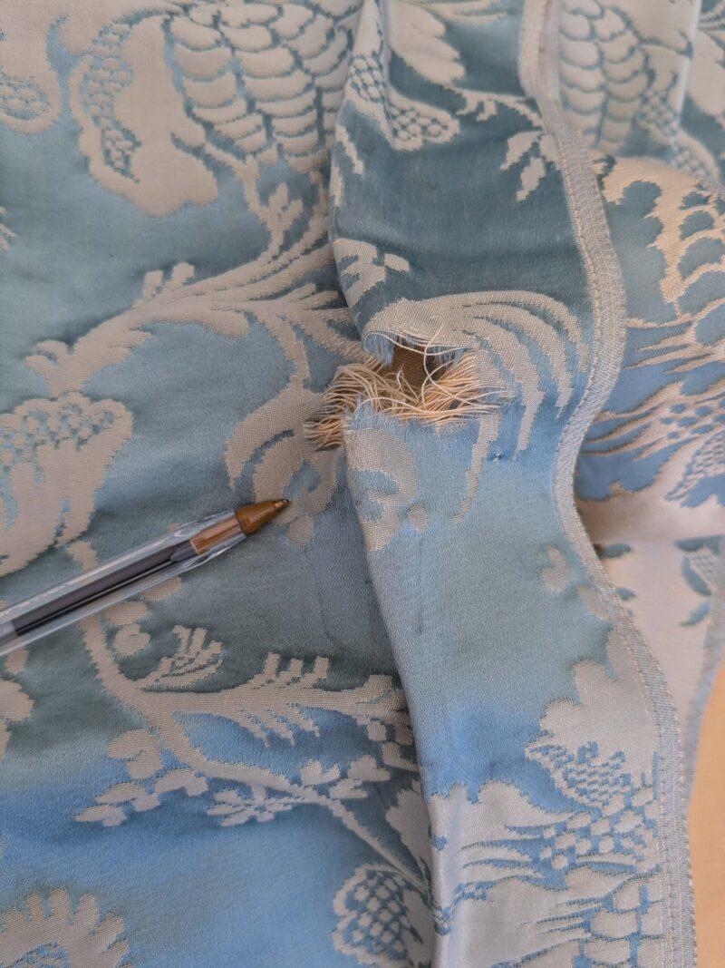 PXL_20250226_203950100 9 EV51 2.4y x 51"w Length Scalamandre Tassinari and Chatel Meillant Bleu Blue Damask Historic MSRP USD 690/yard