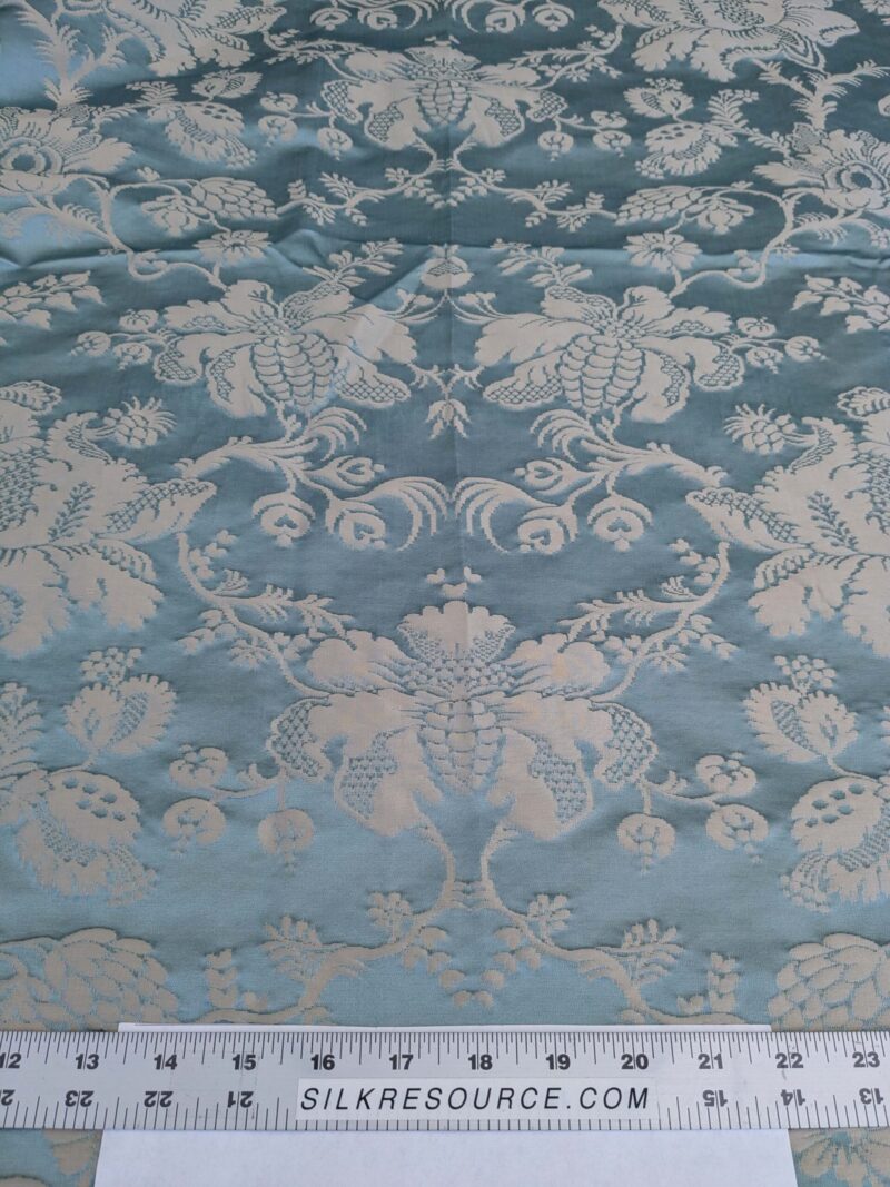 PXL_20250226_204014368 9 EV51 2.4y x 51"w Length Scalamandre Tassinari and Chatel Meillant Bleu Blue Damask Historic MSRP USD 690/yard