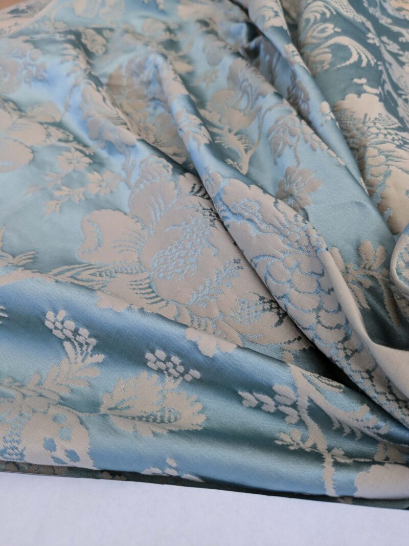 PXL_20250226_204032572 9 EV51 2.4y x 51"w Length Scalamandre Tassinari and Chatel Meillant Bleu Blue Damask Historic MSRP USD 690/yard