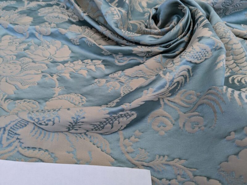PXL_20250226_204418647 9 EV51 2.4y x 51"w Length Scalamandre Tassinari and Chatel Meillant Bleu Blue Damask Historic MSRP USD 690/yard
