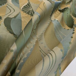 PXL_20250226_213730166 100% Silk Lampas Music Note "Jadeite"  Green Brown Blue Art Deco