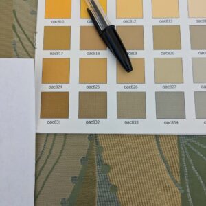 PXL_20250226_213844442 100% Silk Lampas Music Note "Jadeite"  Green Brown Blue Art Deco