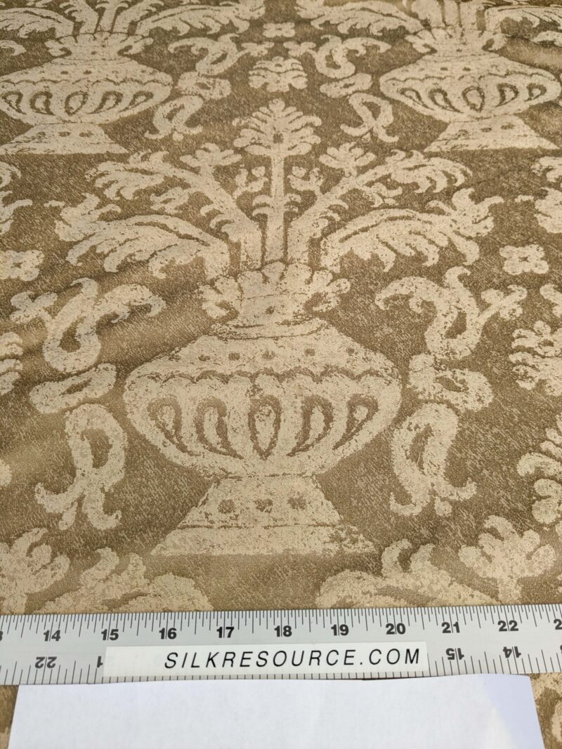 PXL_20250325_195826548 Chinoisery Flower in Vase Bronze Age 100% Silk Damask Gold  Radiance! Highest Quality MSRP USD 400+/Yard