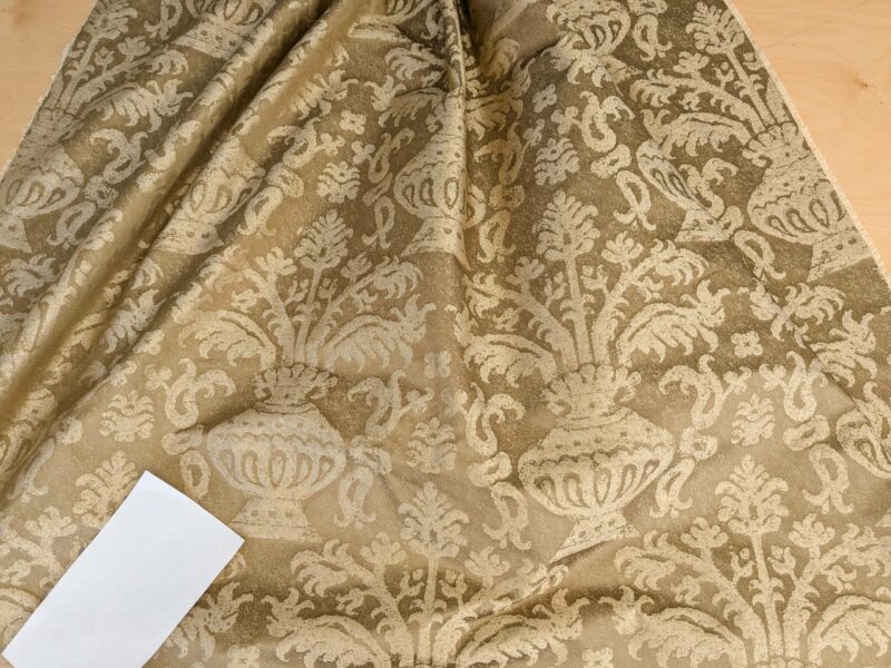 PXL_20250325_200018142 Chinoisery Flower in Vase Bronze Age 100% Silk Damask Gold  Radiance! Highest Quality MSRP USD 400+/Yard