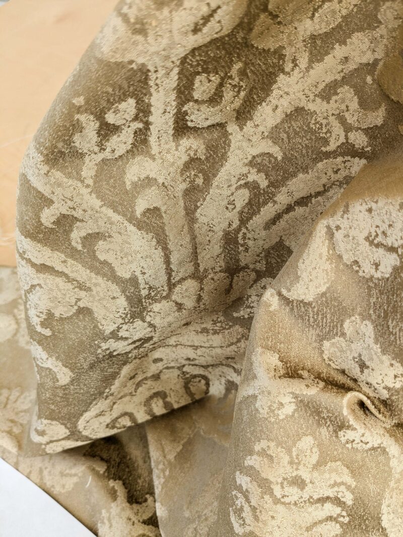 PXL_20250325_200048358 Chinoisery Flower in Vase Bronze Age 100% Silk Damask Gold  Radiance! Highest Quality MSRP USD 400+/Yard