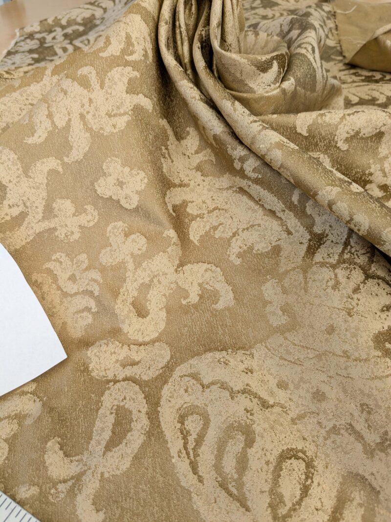 PXL_20250325_200103365 Chinoisery Flower in Vase Bronze Age 100% Silk Damask Gold  Radiance! Highest Quality MSRP USD 400+/Yard