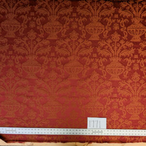 PXL_20250325_200616554 Chinoisery Flower in Vase Bronze Age 100% Silk Damask Crimson Red Radiance! Highest Quality MSRP USD 400+/Yard