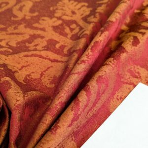 PXL_20250325_200647699 Chinoisery Flower in Vase Bronze Age 100% Silk Damask Crimson Red Radiance! Highest Quality MSRP USD 400+/Yard