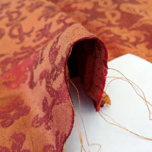 PXL_20250325_200657097 Chinoisery Flower in Vase Bronze Age 100% Silk Damask Crimson Red Radiance! Highest Quality MSRP USD 400+/Yard
