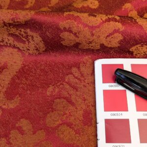 PXL_20250325_200744579 Chinoisery Flower in Vase Bronze Age 100% Silk Damask Crimson Red Radiance! Highest Quality MSRP USD 400+/Yard