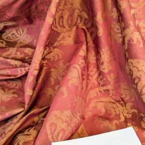 PXL_20250325_200930272 Chinoisery Flower in Vase Bronze Age 100% Silk Damask Crimson Red Radiance! Highest Quality MSRP USD 400+/Yard