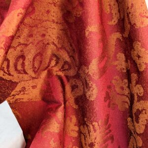 PXL_20250325_200939856 Chinoisery Flower in Vase Bronze Age 100% Silk Damask Crimson Red Radiance! Highest Quality MSRP USD 400+/Yard