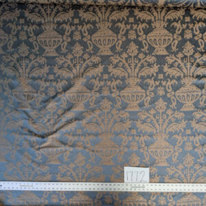 PXL_20250325_202246420 Chinoisery Flower in Vase Bronze Age 100% Silk Damask Blue Gold Radiance! Highest Quality MSRP USD 400+/Yard