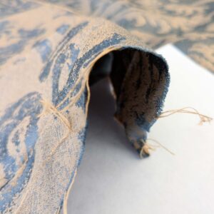 PXL_20250325_202335243 Chinoisery Flower in Vase Bronze Age 100% Silk Damask Blue Gold Radiance! Highest Quality MSRP USD 400+/Yard