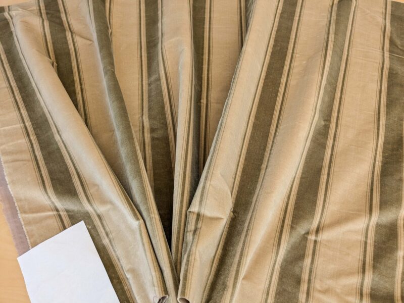 Abby Stripe Silk Velvet Sage Green Beige from Italy MSRP USD819/yard