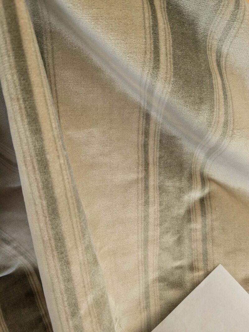 Abby Stripe Silk Velvet Sage Green Beige from Italy MSRP USD819/yard