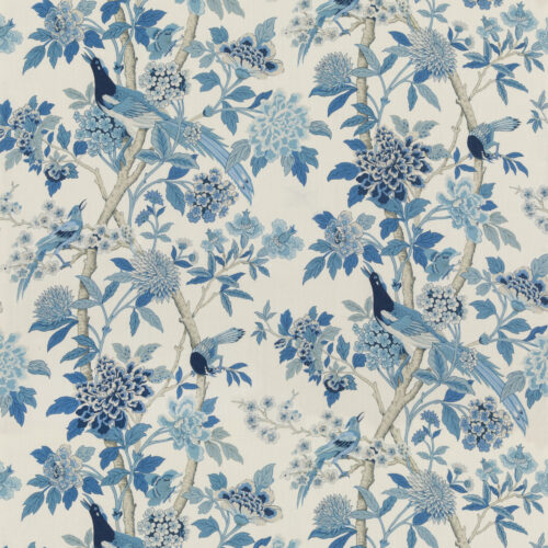 BP10851_1 Special Order G P & j Baker Hydrangea Bird - Blue Chifu Linen Bird Floral Botanical Fauna MSRP USD 246/y