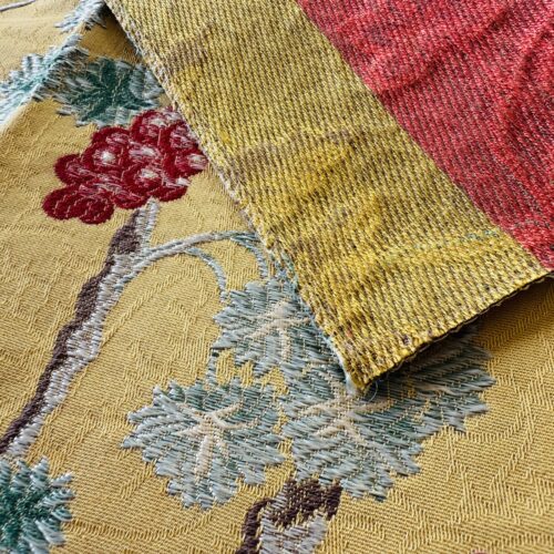 IMG_0559 Special Order Scalamandre La Perouse White on Antique Gold Butterfly Pineapple Eggplant Pomegranate Jacobean Tree of life Floral  MSRP USD578/y