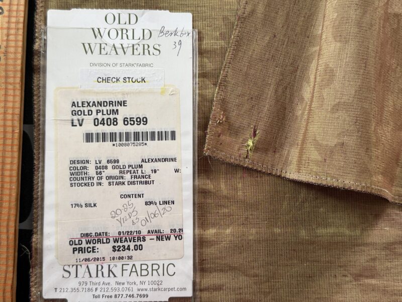 IMG_0571 14 Berkbox39 Scalamandre Silk linen damask Alexandrine Gold Plum Red
