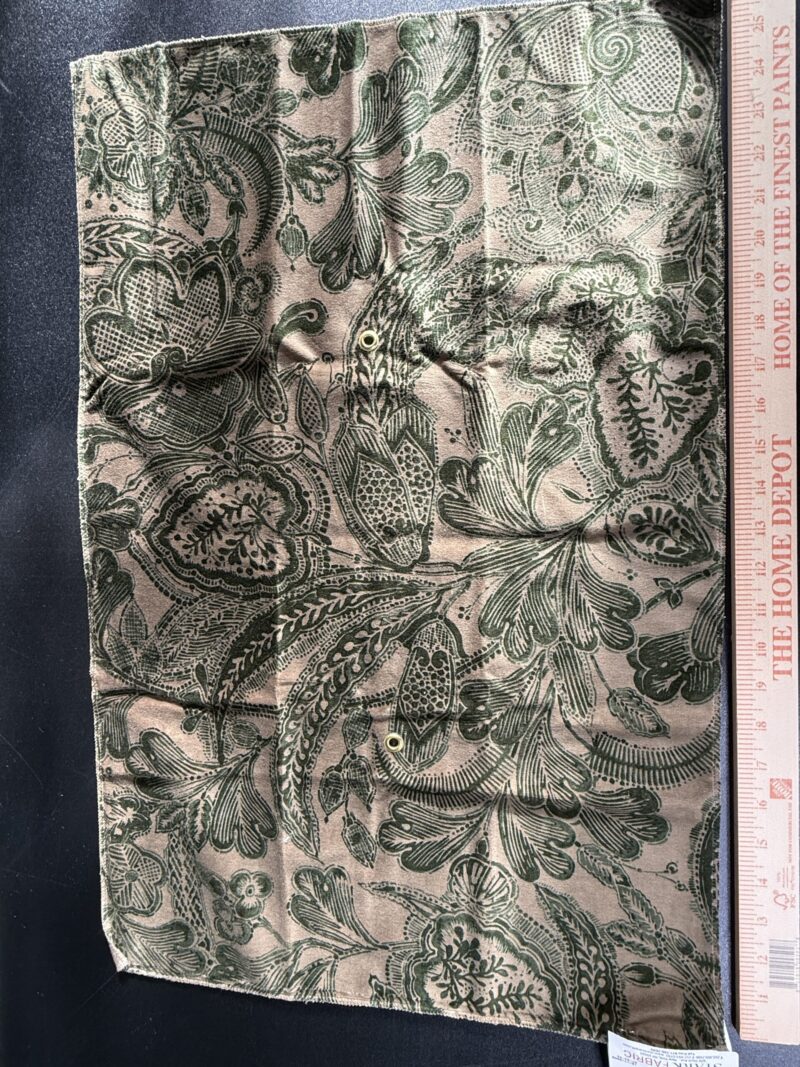 IMG_0701 Scalamandre Fonthill Cranbrook Printed Velvet Forest Rich Emerald Green Printed Renaissance Floral Jacobean MSRP USD368/Y