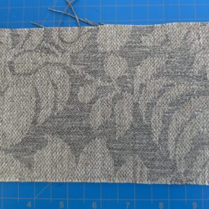 IMG_0987 Scalamandre Amelia in "Smoke" Pale Blue Natural Beige Renaissance Damask Jacquard Linen Acanthus Artichoke Feather MSRP USD 176/y