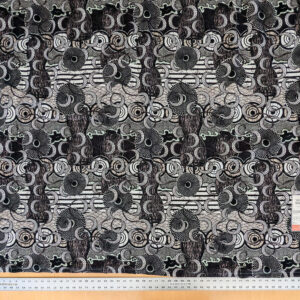 1 EV52 1.2y x 58.25"wide Scalamandre Lelievre Paris Jean Paul Gaultier Meltingpot Graphite Abstract Art Deco Suzani Classic Novelty Black and White MSRP USD450+