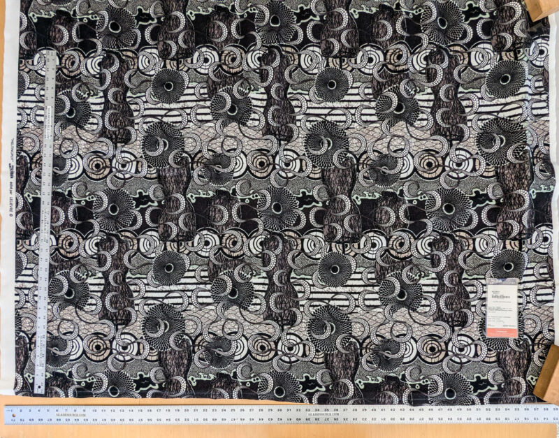 1 EV52 1.2y x 58.25"wide Scalamandre Lelievre Paris Jean Paul Gaultier Meltingpot Graphite Abstract Art Deco Suzani Classic Novelty Black and White MSRP USD450+