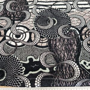 1 EV52 1.2y x 58.25"wide Scalamandre Lelievre Paris Jean Paul Gaultier Meltingpot Graphite Abstract Art Deco Suzani Classic Novelty Black and White MSRP USD450+